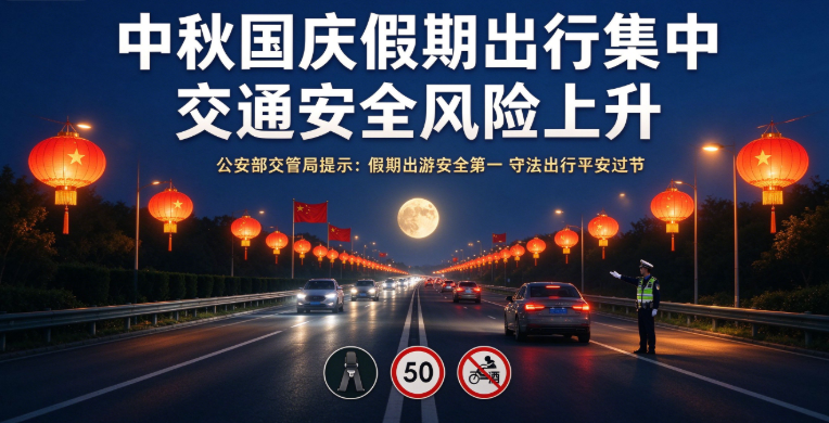 中秋国庆假期出行集中 交通安全风险上升 公安部交管局提示：假期出游安全第一 守法出行平安过节