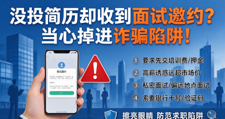 没投简历却收到面试邀约？当心掉进诈骗陷阱！